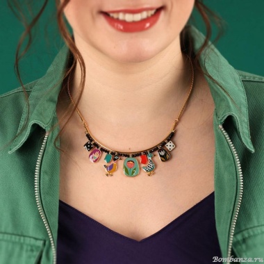 Колье TARATATA, Jeu De L`oie, с цветной смолой и стеклянными бусинами, TT-H24-01102-20M золотистый Колье TARATATA, Jeu De L`oie, с цветной смолой и стеклянными бусинами, TT-H24-01102-20M золотистый