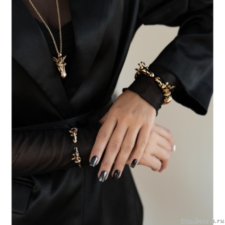 Браслет Polina Firenze, кафф, жираф с кристаллами и эмалью, PF25.2-BR4297 золотистый