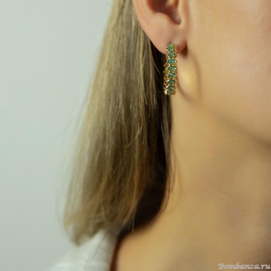 Серьги Catherine Bijoux, Crystal's dance, полукольца, с кристаллами, CB25.1-5265FG бирюзовый