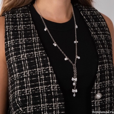 Колье Lanzerotti, Splendore, жемчуг, перламутр. гематит, кристаллы, LZ-24.08-309 серебристый