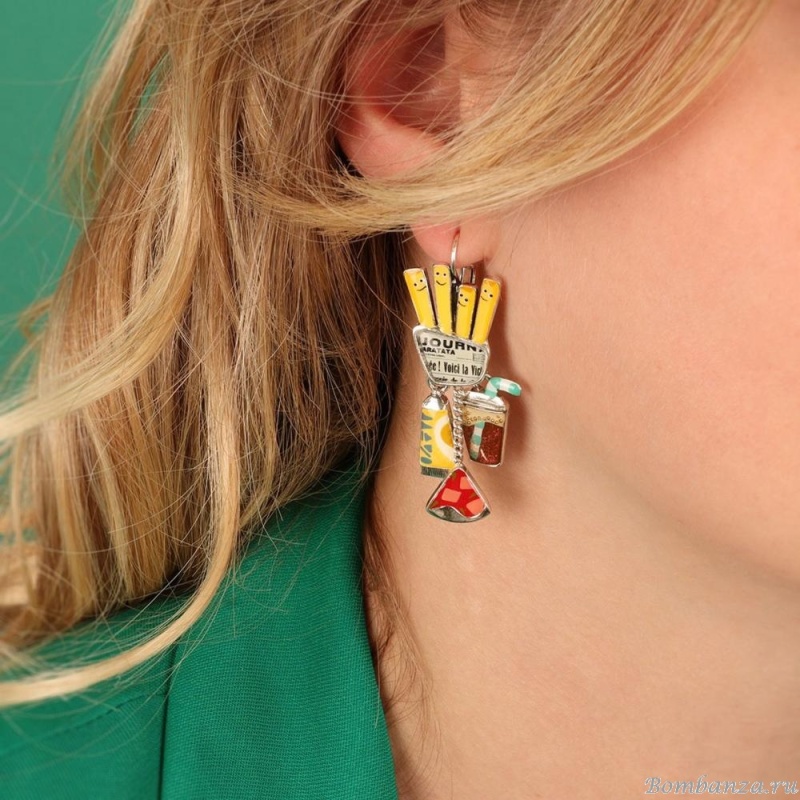 Серьги TARATATA, Ketchup, асимметричные,смола,блестки,микрошарики, TT-W23-08756-10M серебристый Серьги TARATATA, Ketchup, асимметричные,смола,блестки,микрошарики, TT-W23-08756-10M серебристый
