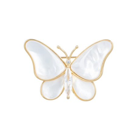 Брошь Бабочка Zircon+natural shell, XR06424F G