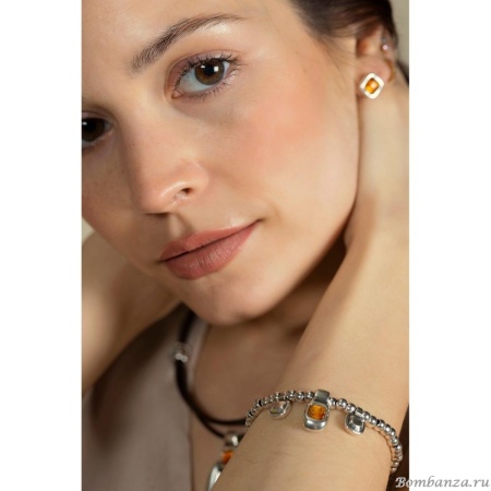 Браслет Ciclon, Kubik Charm, стрейч, металл, с муранским стеклом, CN-243112 бирюзовый