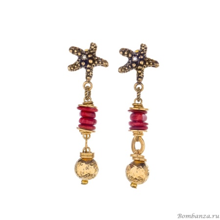 Серьги Alcozer&J, с кораллом и жемчугом, AL-O38AN25-R красный