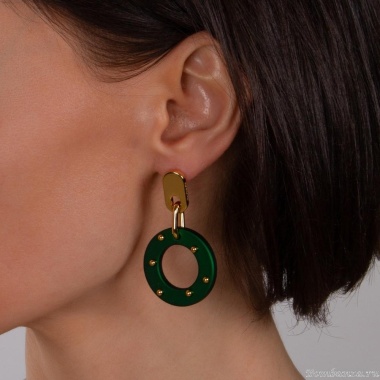 Серьги Nuance, Nuance, с подвеской и металлическими бусинами, NFN-23.03-033 зеленый
