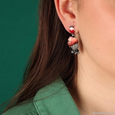 Серьги TARATATA, Chapardeuse, асимметричные,со смолой,бусинами и нитью, TT-H24-07992-10M серебристый Серьги TARATATA, Chapardeuse, асимметричные,со смолой,бусинами и нитью, TT-H24-07992-10M серебристый