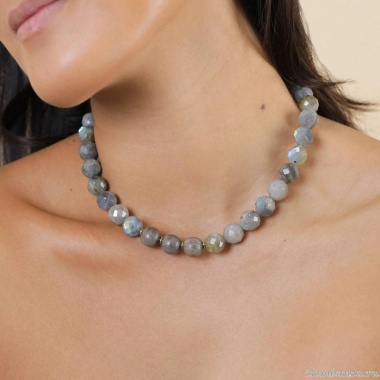 Колье Nature Bijoux, Eclipse, эбеновое дерево, лабрадорит, перламутр, NB25.2-15-43532 серый