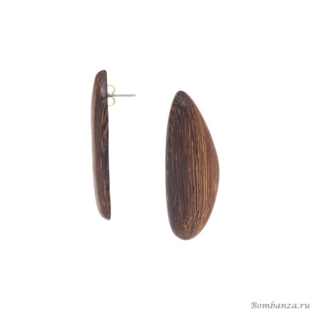 Серьги Nature Bijoux, Komodo, из дерева роблес, NB25.2-12-90382 коричневый