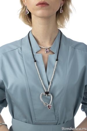 Колье Ciclon, Forever, металл с кожей и кристаллом swarovski, CN-EMO810