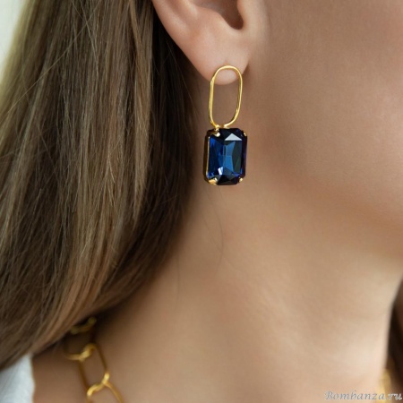 Серьги Catherine Bijoux, Crystal diva, с кристаллом, CB25.1-5278FG синий