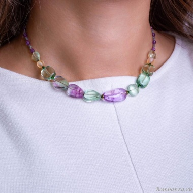 Колье Lanzerotti, Ispirazione, флюорит, аметрин, аметист, бисер, LZ-24.10-377 сиреневый