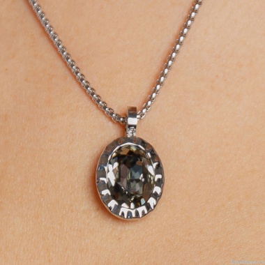 Колье Qudo, TIVOLA UNICA big (S/P) Black diamond 3cm, 420539 Колье Qudo, TIVOLA UNICA big (S/P) Black diamond 3cm, 420539