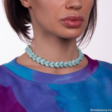 Колье Moon Paris, Valentine, с акриловыми сердцами, MVL-22.12-001 мятный Колье Moon Paris, Valentine, с акриловыми сердцами, MVL-22.12-001 мятный