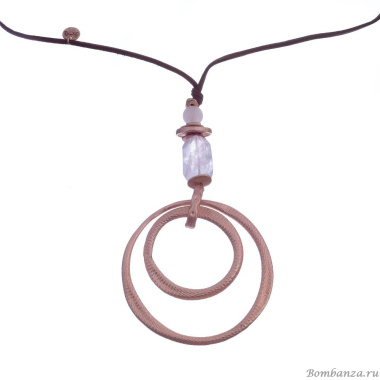 Колье Laguna, Sonata, розовый кварц, подвеска-кольца, LF-49536 розовый