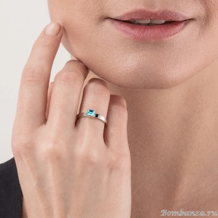 Кольцо Coeur de Lion, Aqua-Silver 18 мм 0501/40-2017 56