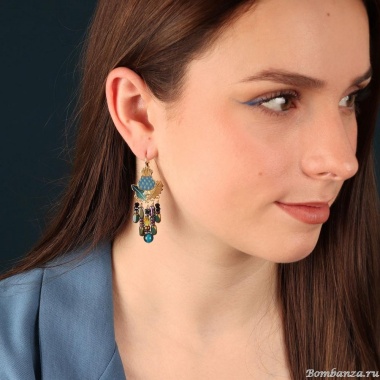 Серьги TARATATA, Chardon bleu, со смолой, бусинами и тигровым глазом, TT-H24-09773-204 синий Серьги TARATATA, Chardon bleu, со смолой, бусинами и тигровым глазом, TT-H24-09773-204 синий