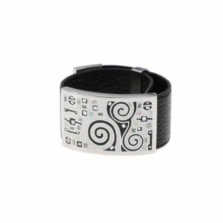 Браслет Fiore Luna, на кожаном черном ремешке, CB01319-2 BW/S