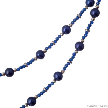 Колье Lanzerotti, Borgia, двойное, с жемчугом и кристаллами, LZ-23.01-003 синий