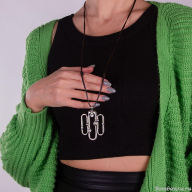 Колье Ciclon, Sakura, кожаное, с чешскими кристаллами, CN-223803 хрустальный