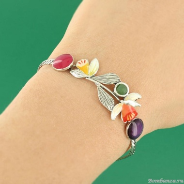 Браслет TARATATA, Jonquille, цветная смола, агат, порошок слюды, TT-W24-01302-10M серебристый