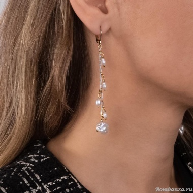 Серьги Lanzerotti, Splendore, с жемчугом, LZ-24.08-312 белый