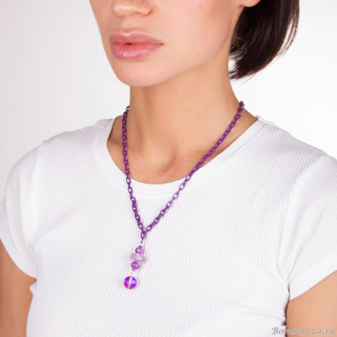 Колье Lanzerotti, Pervinca, сугилит, агат, аметист, кристалл матовый, LZ-22.05-103 фиолетовый