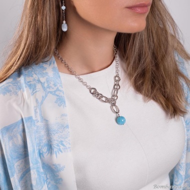 Колье Lanzerotti, Marino, с халцедоном, LZ-25.06-188 голубой