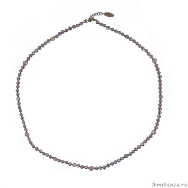Колье Lanzerotti, Glicine, кристаллы,агат,бусина с росписью,гематит, LZ-24.04-214 сиреневый