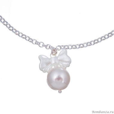 Колье Lanzerotti, Splendore, с бантом, жемчугом и кристаллом, LZ-24.08-320 серебристый