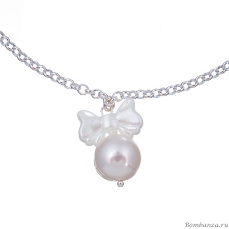 Колье Lanzerotti, Splendore, с бантом, жемчугом и кристаллом, LZ-24.08-320 серебристый