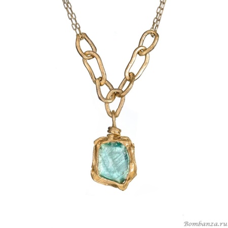 Колье Estrosia, с изумрудным кристаллом, ES-CLVQ15-1A зеленый