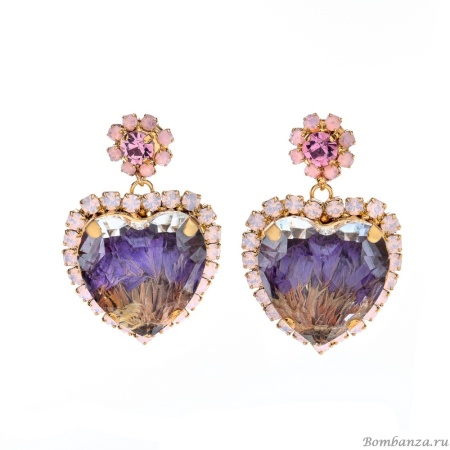 Серьги Celeste G, кристалл Swarovski, сухоцветы, фианиты, CS25.1-1670N розовый