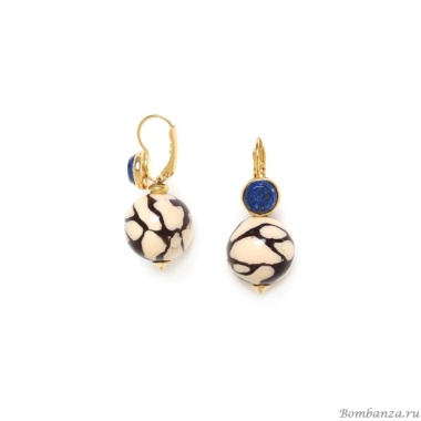 Серьги Nature Bijoux, Camouflage, с термитником в смоле и лазуритом, NB23.2-12-79102 бежевый