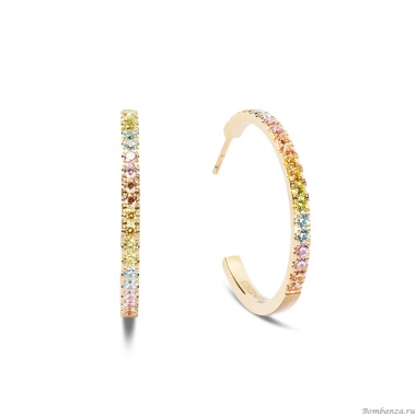 Серьги Coeur de Lion, Hoop Multicolour Pastel Gold 30мм, 0147/23-1590 Серьги Coeur de Lion, Hoop Multicolour Pastel Gold 30мм, 0147/23-1590
