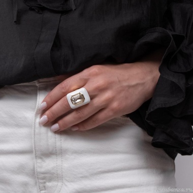 Кольцо Moon Paris, с кристаллом, Mo-Y24.06-003 хрустальный, 17,5