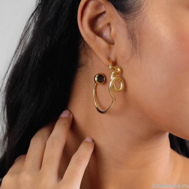 Серьги Ori Tao, Venin, со змеей и перламутром, OT24.2-12-32002 золотистый