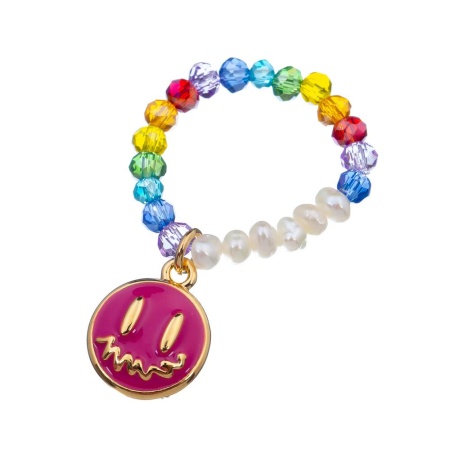 Кольцо Moon Paris, Kids, стрейч, жемчуг, кристаллы, смайл, MK-23.03-018 розовый