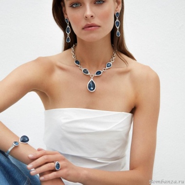 Кольцо VIDDA, Bloom, с австрийским кристаллом, VD23-01704 синий, 17,5