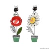 Серьги TARATATA, Tapette, асимметрия, с цветной смолой и  бусинами, TT-T23-01910-10M серебристый Серьги TARATATA, Tapette, асимметрия, с цветной смолой и  бусинами, TT-T23-01910-10M серебристый