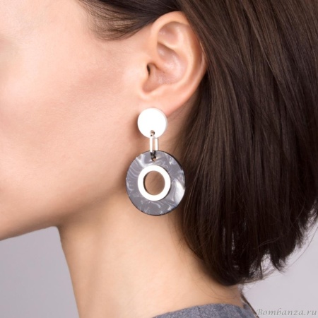 Серьги Nuance, асимметричные, с кольцом, NFN-21.10-039 черный