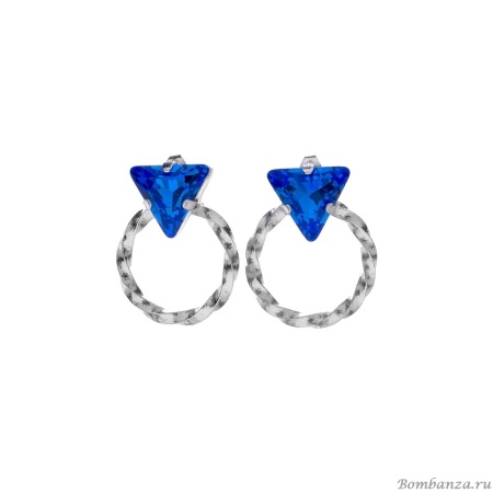 Серьги Catherine Bijoux, The three sides of the triangle, с кристаллом, CB25.1-5307FS синий