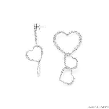 Серьги Ori Tao, Merida, с сердцами, OT24.2-12-32043 серебристый