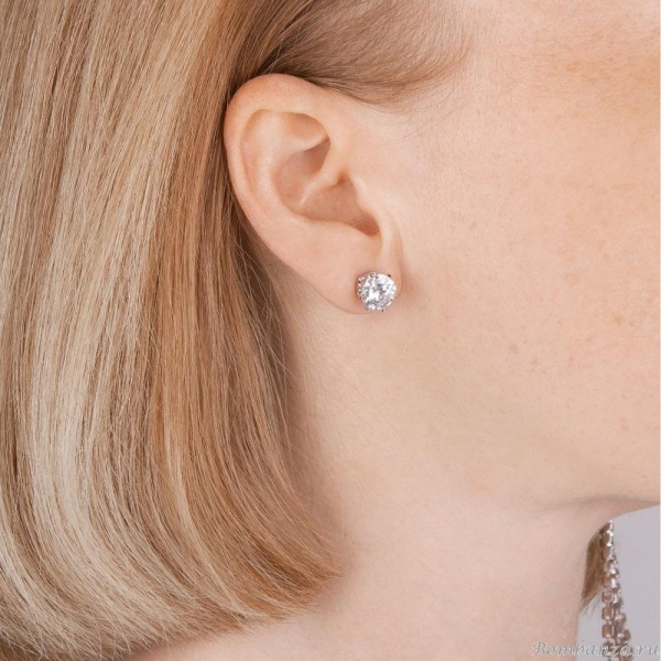 Серьги Moon Paris, Bohemia, асимметрия, 3 шт., жемчуг, кристаллы, MB-21.07-010 серебристый