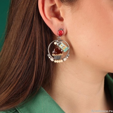 Серьги TARATATA, Chapardeuse, асимметричные,с цветной смолой, бусинами, TT-H24-07995-10M серебристый