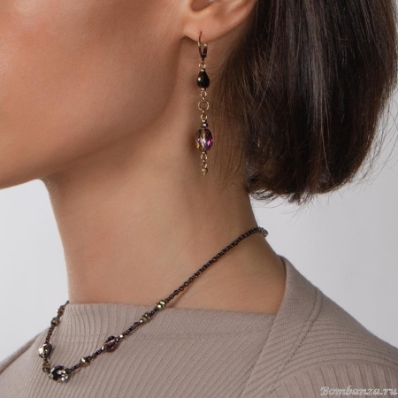 Серьги Lanzerotti, Sfarfallio, с кристаллами и гематитом, LZ-24.01-110 бордовый