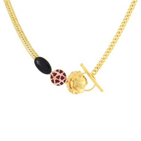 Колье TARATATA, Magnolia, цветная смола, рисунок, золотая краска, TT-H25-08113-203 красный