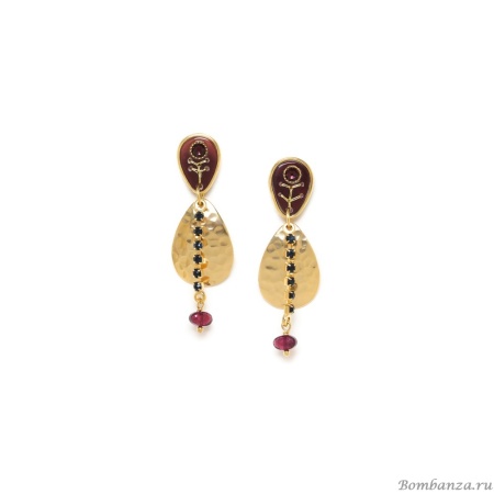 Серьги Franck Herval, Bettina, перламутр, гранат, кристаллы Swarovski, FH23.2-12-68414 коричневый