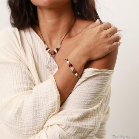 Браслет Nature Bijoux, Choco rose, говлит,железное и роз.дерево,розов.кварц, NB22.1-13-42093 коричневый Браслет Nature Bijoux, Choco rose, говлит,железное и роз.дерево,розов.кварц, NB22.1-13-42093 коричневый