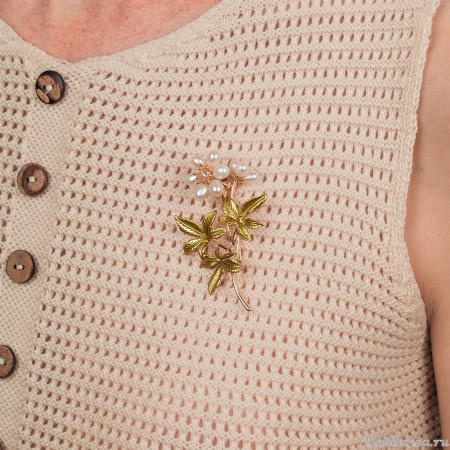 Брошь Букет Natural pearl, XR12097A3 G