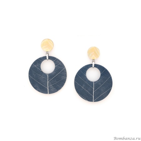 Серьги Nature Bijoux, Ficus Carica, с акрилом, смолой и перламутром, NB25.2-12-90261 синий